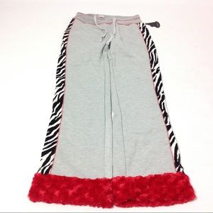Girls Gray Sweatpants Zebra Print Size 12/14
